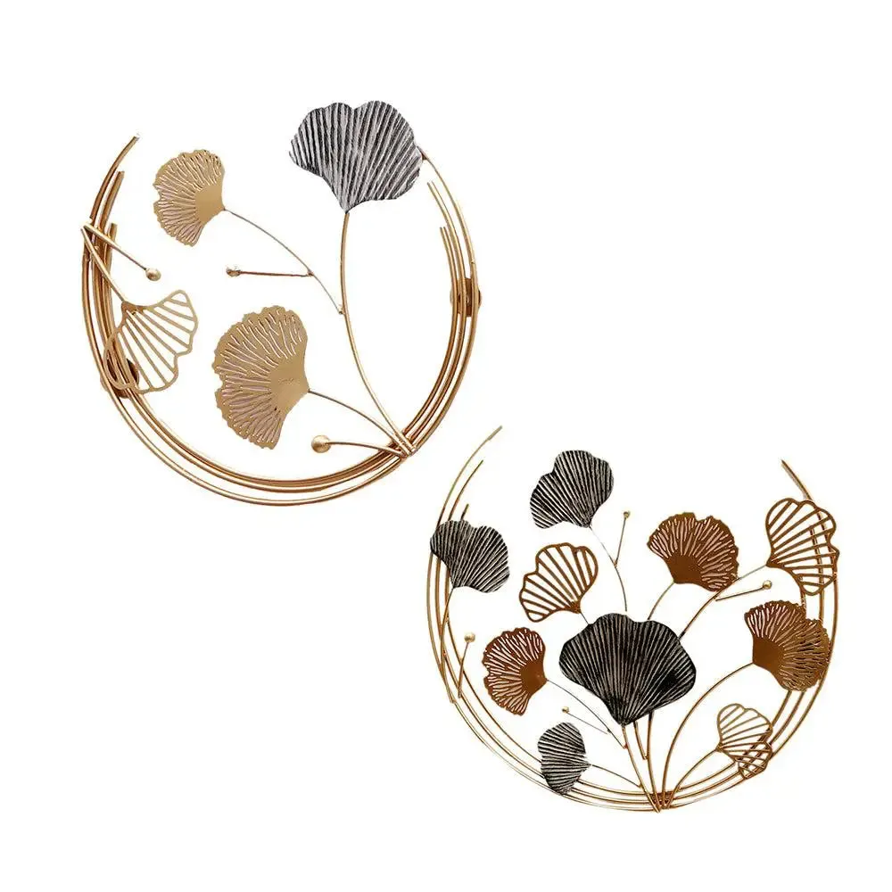 Wired Gold & Grey Leaf Embossed Wall Decor Set of 2