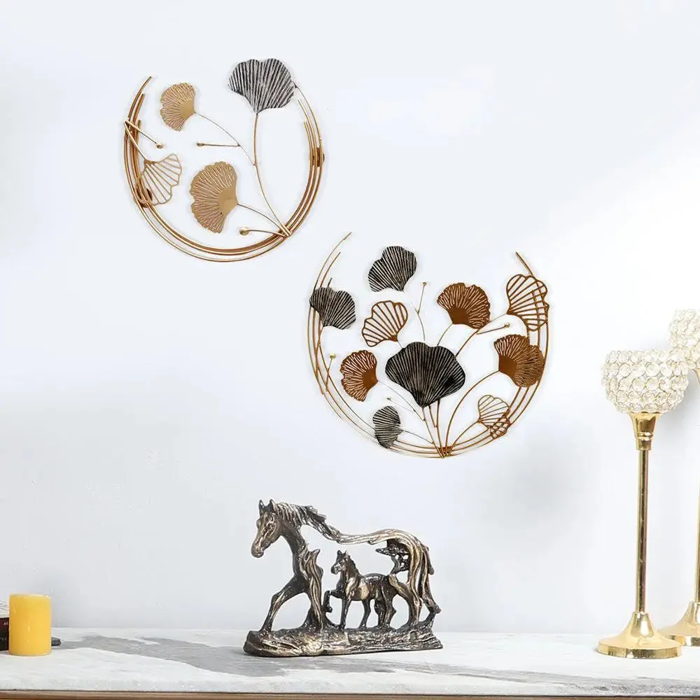 Wired Gold & Grey Leaf Embossed Wall Decor Set of 2