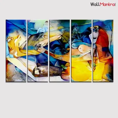 Woman Figure Abstract Wall Painting  5 Pieces Abstract Design Canvas Printed Painting