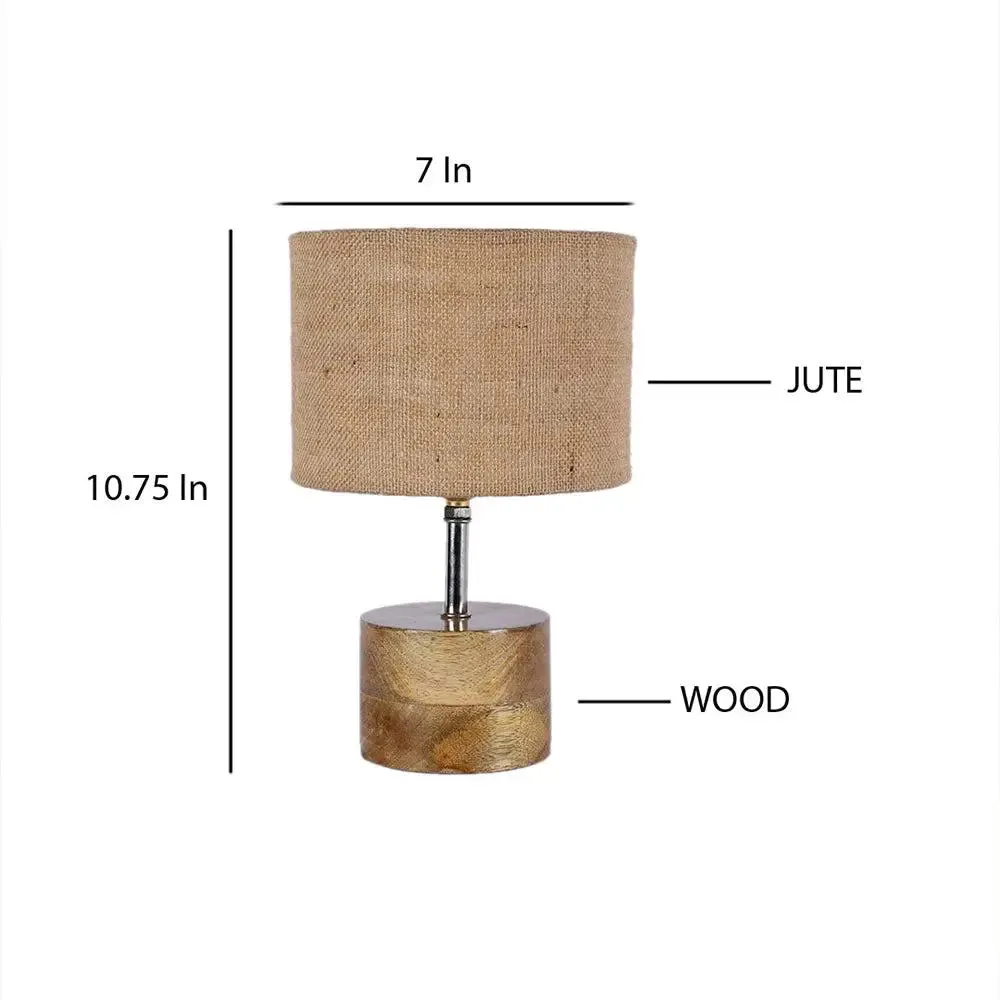 Wood base table lamp with Beige Jute Shade