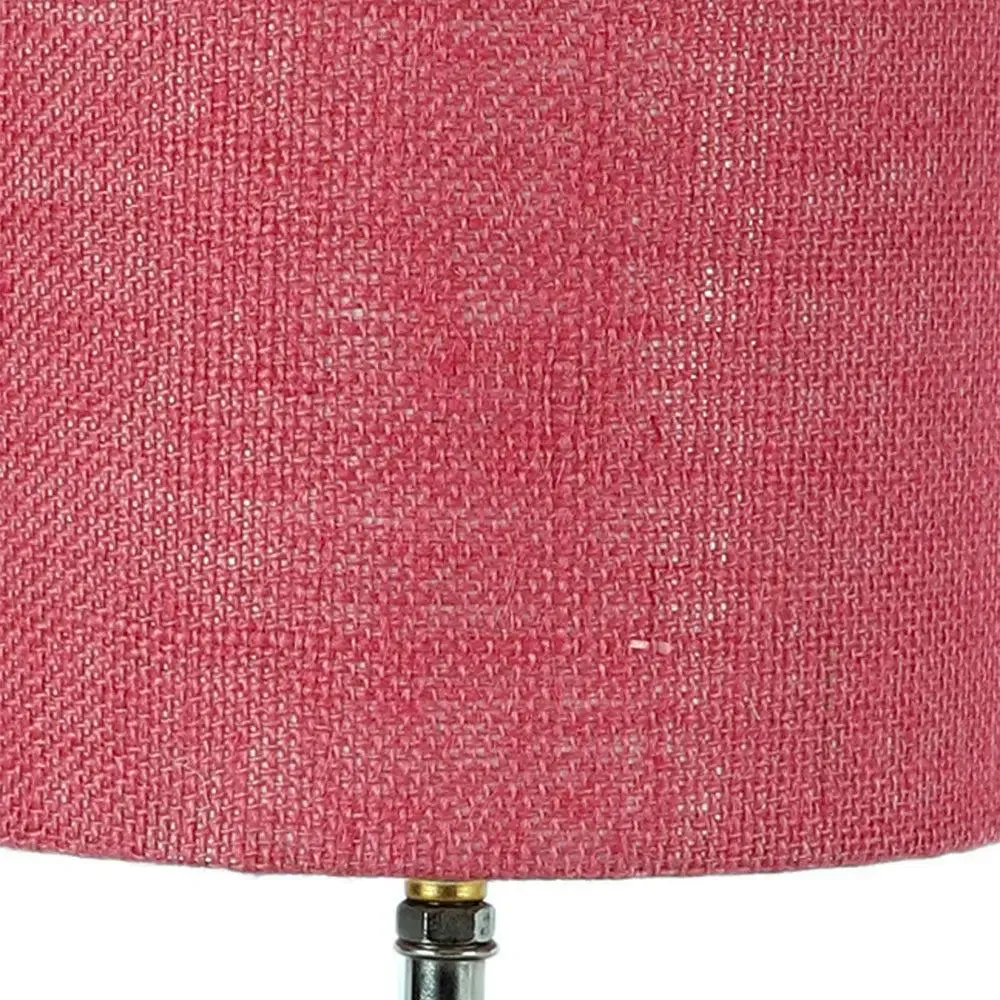 Wood base table lamp with Pink Jute Shade