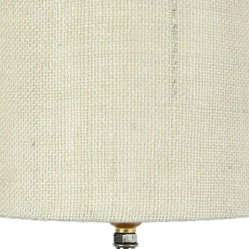 Wood base table lamp with White Jute Shade