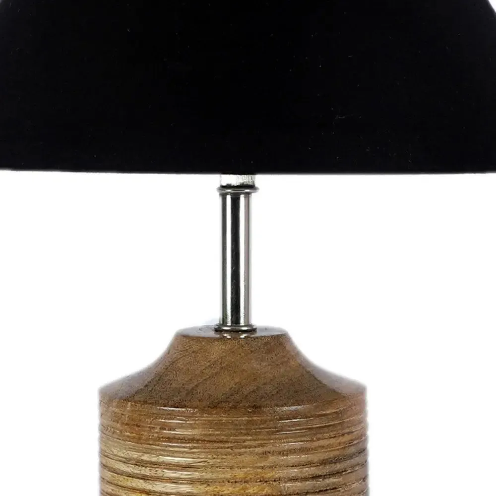 Wood Table Lamp with Black Cotton Shade Single Piece