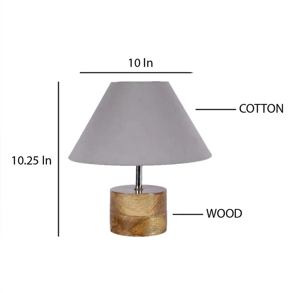 Wood Table Lamp with Grey Cotton Shade