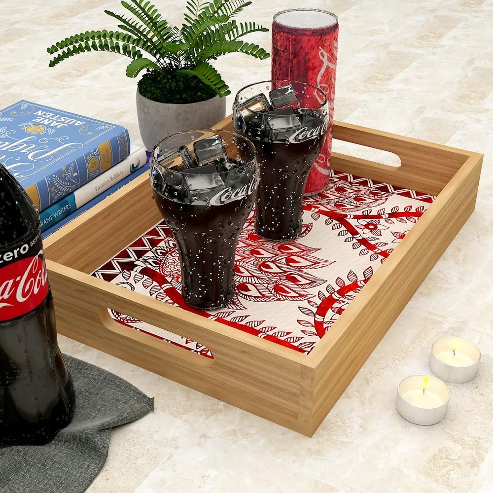 Wooden Beautiful Natural design Serving Tray Oak color