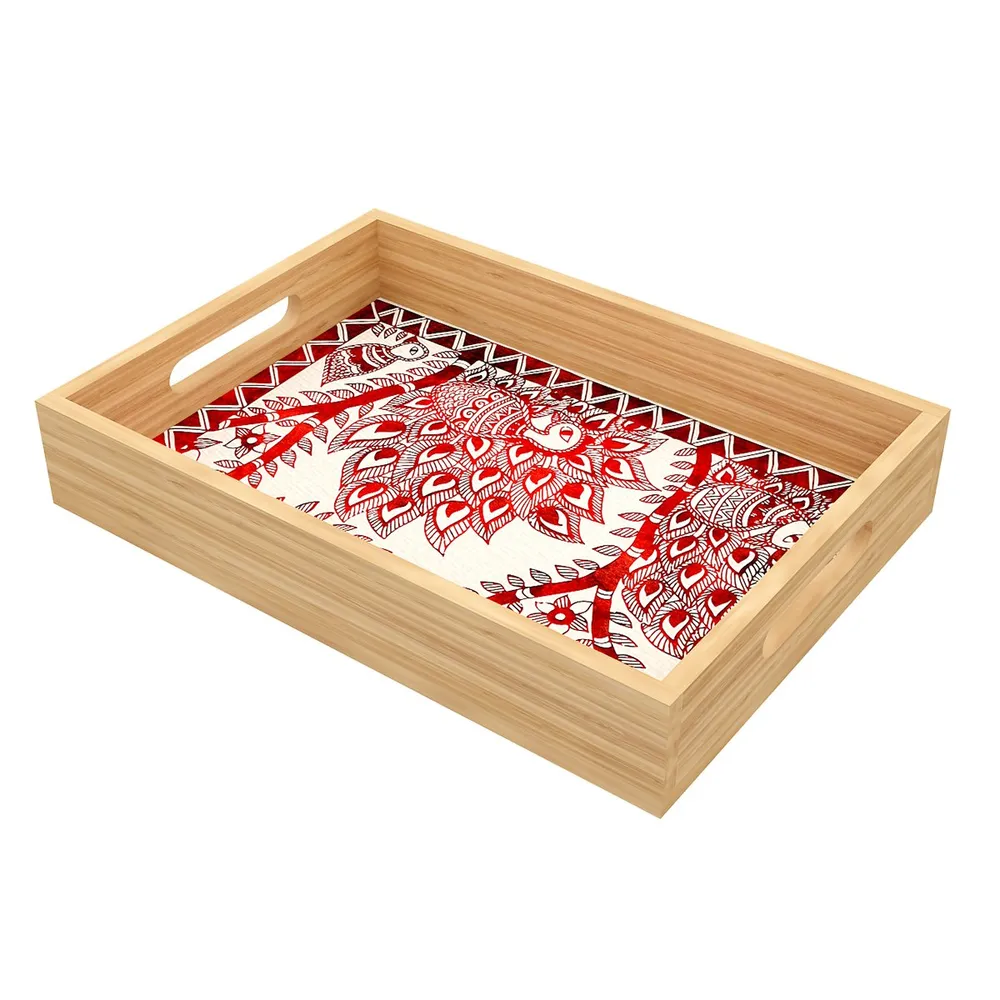 Wooden Beautiful Natural design Serving Tray Oak color