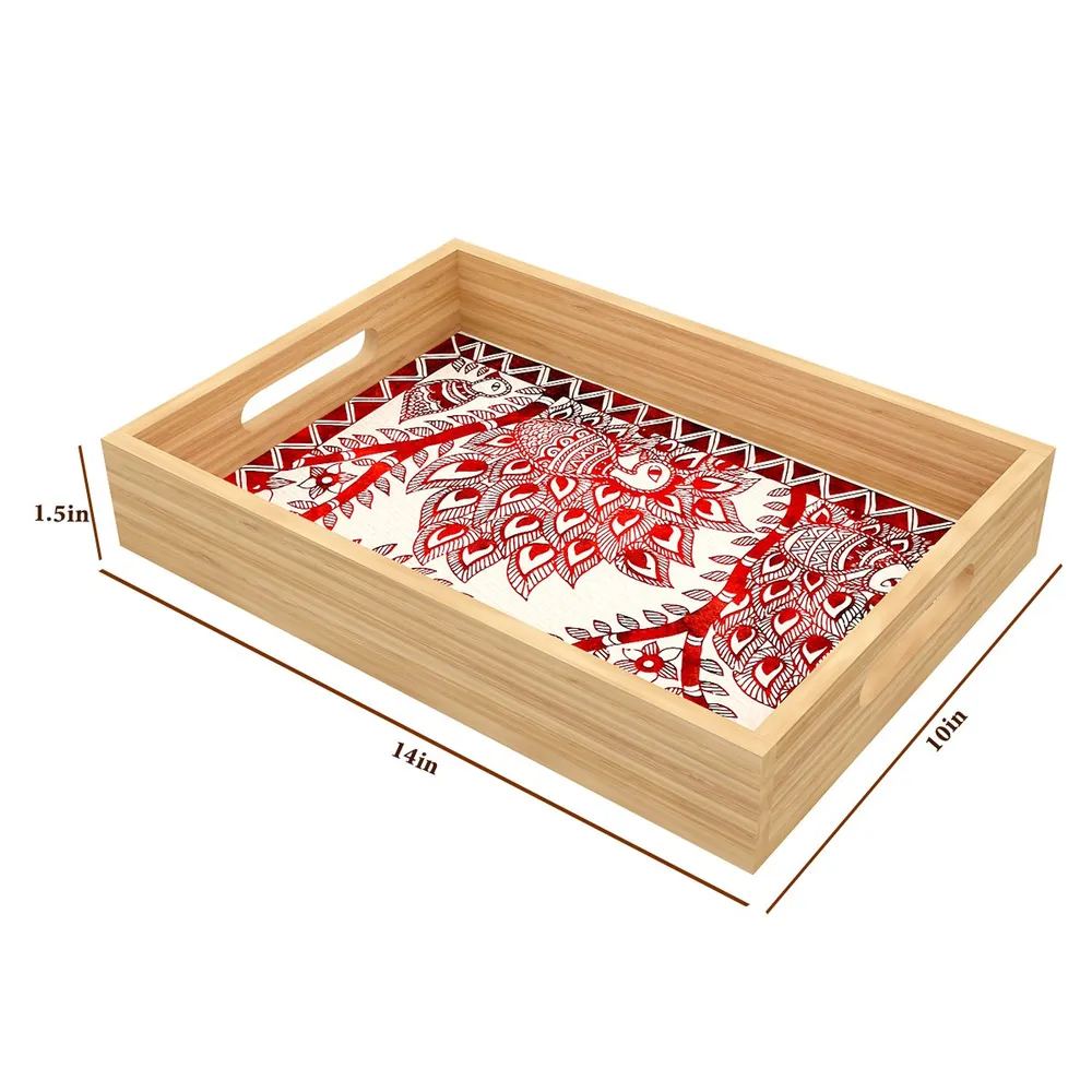 Wooden Beautiful Natural design Serving Tray Oak color