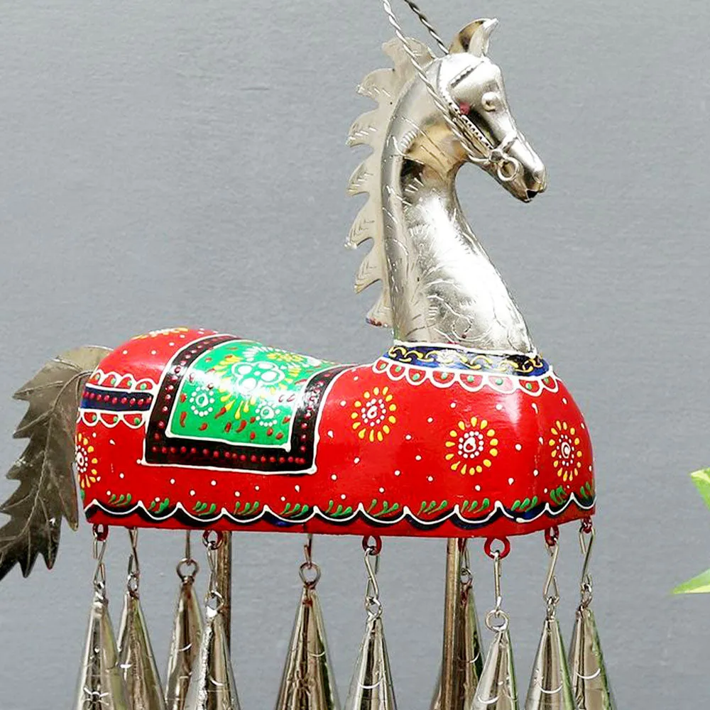Wooden Carved Horse Metal Animal Figurine / Showpiece