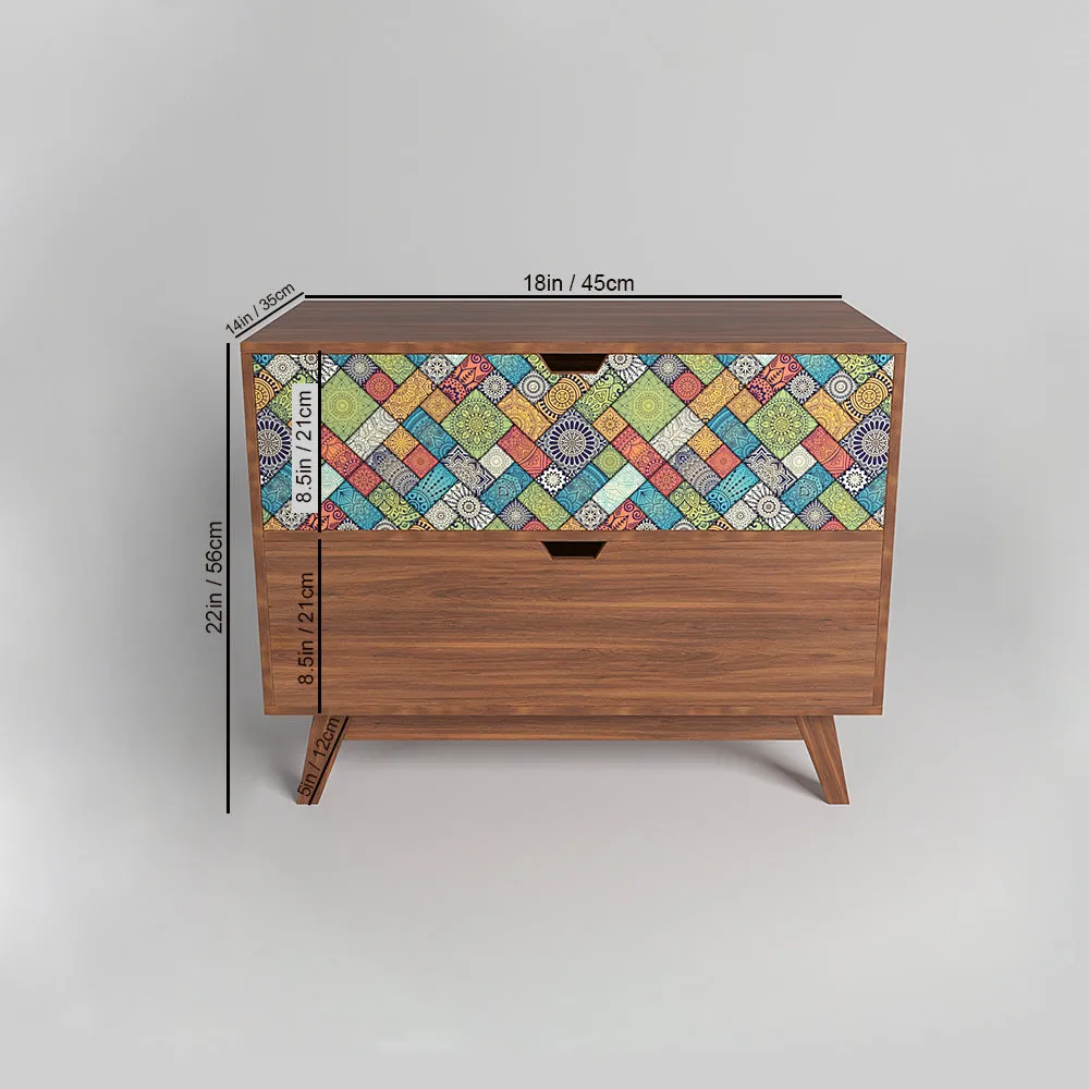 Wooden Chest Of 2 Drawers In Ethnic Design