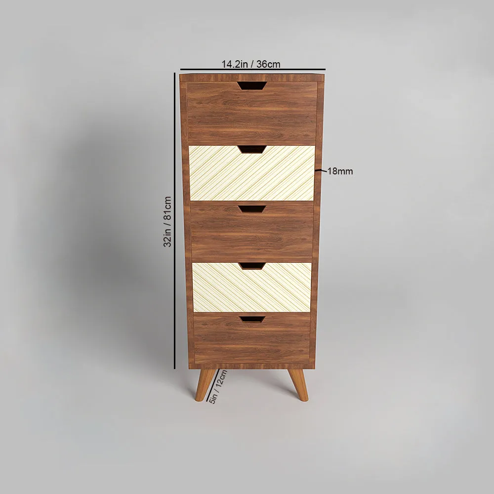 Wooden Chest Of 5 Drawers In Contemporary Highlights