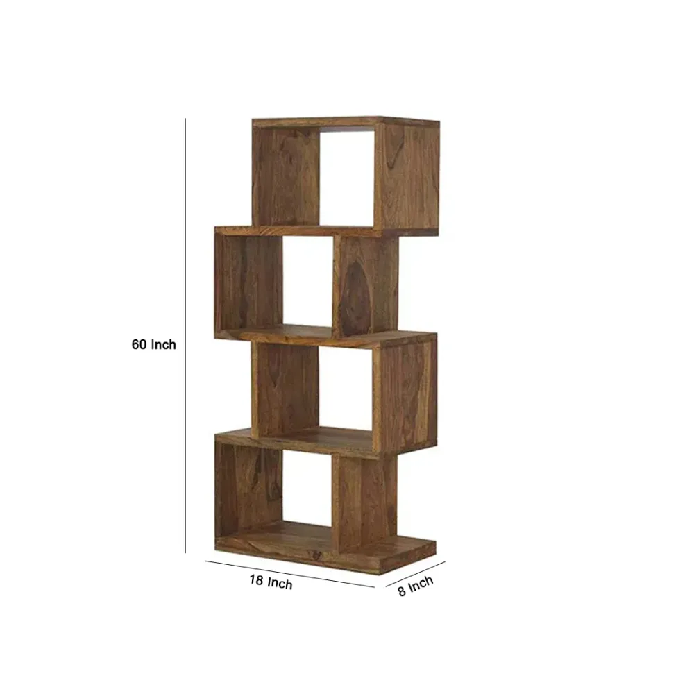 Wooden Contemporary Zig Zag Bookshelf