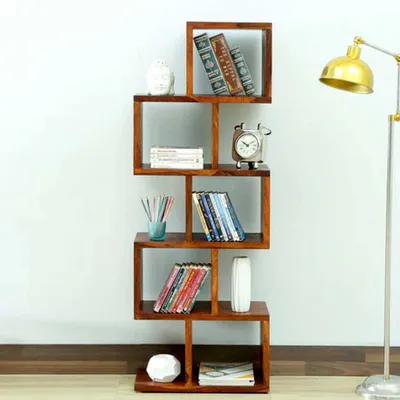 Wooden Contemporary Zig Zag Bookshelf