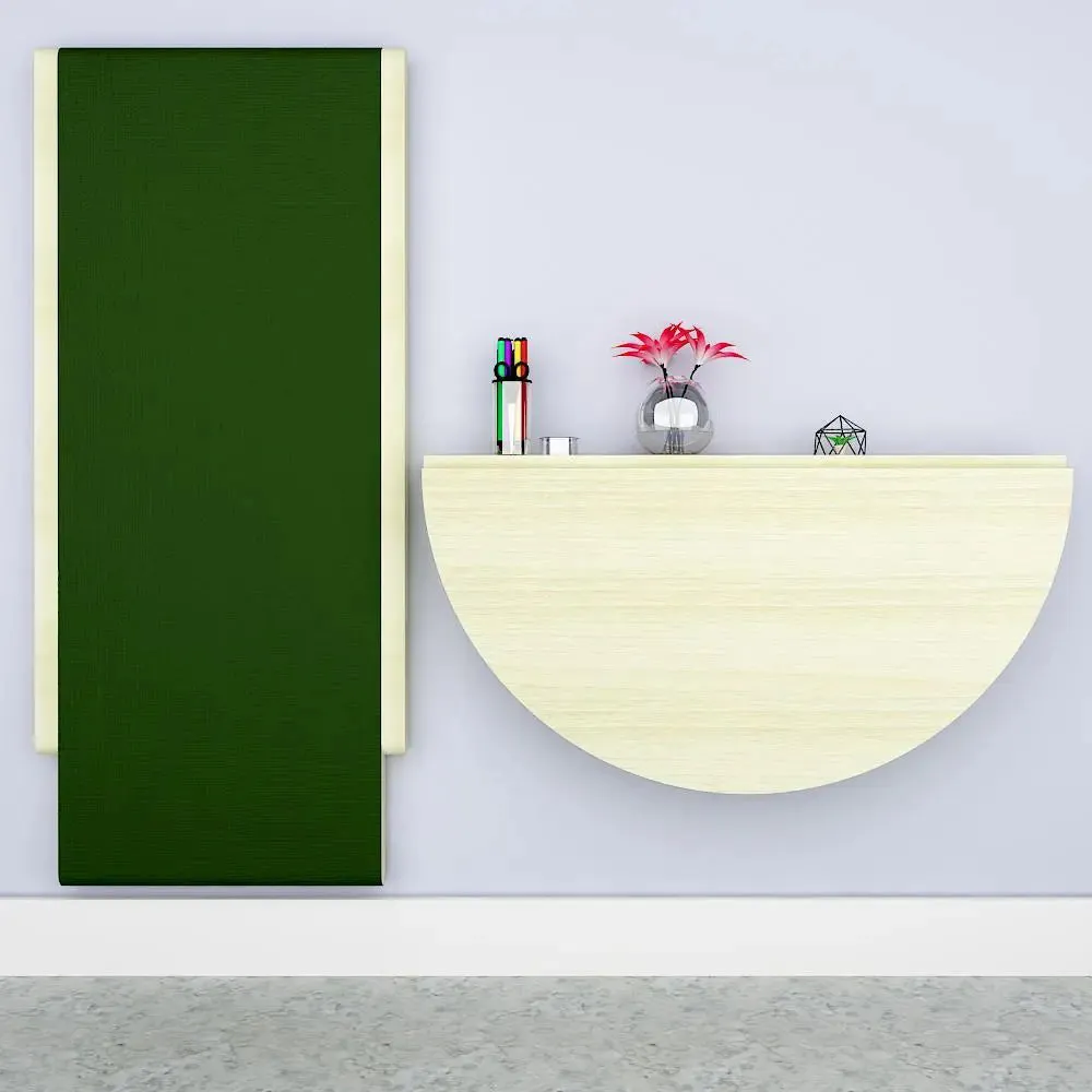 Wooden Decorative Foldable Curve Shape Laptop Study Table &amp; Chair / Laptop Shelf, Nature wood color