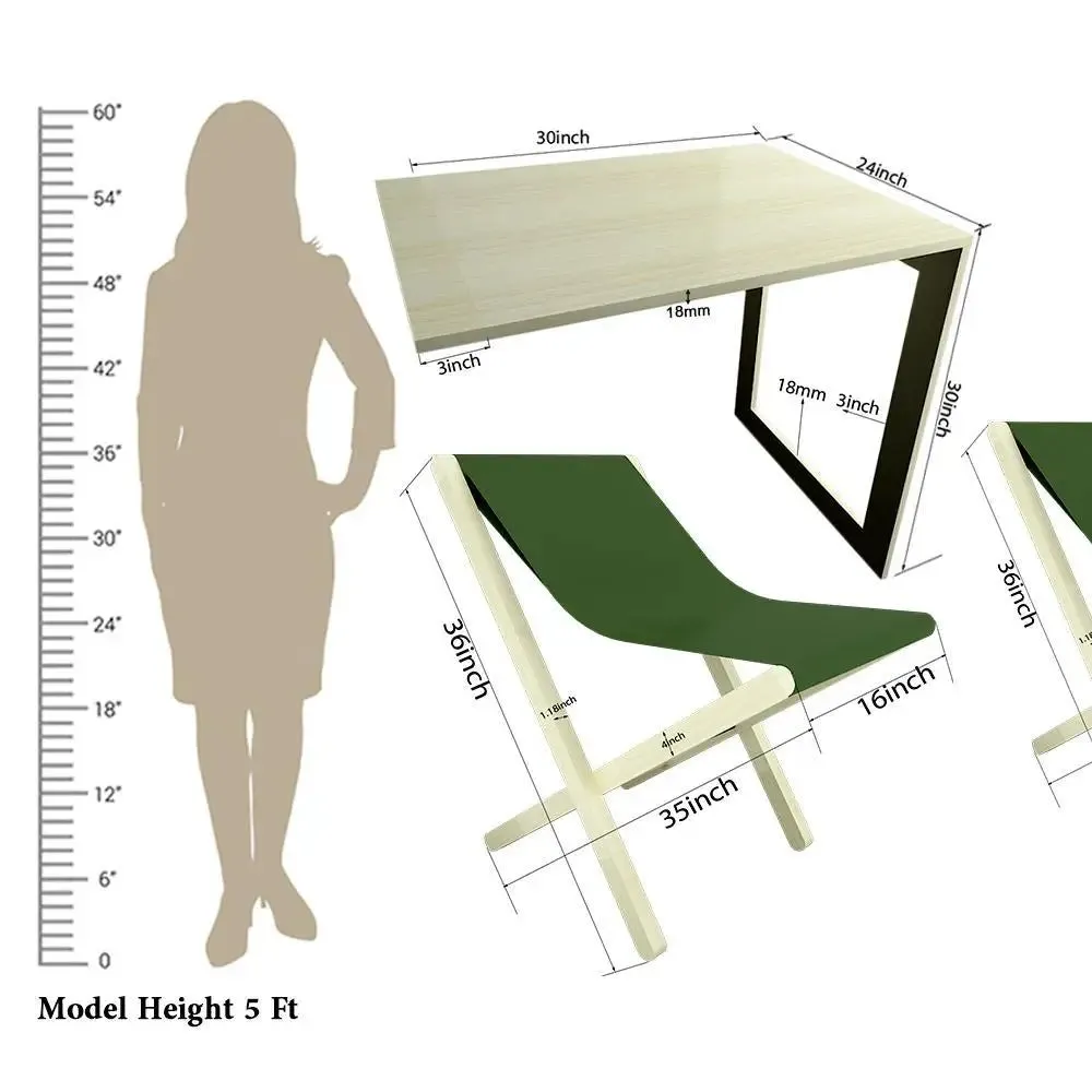 Wooden Decorative Foldable Dining &amp; Study Table &amp; Chair / Dining Shelf, Nature wood color