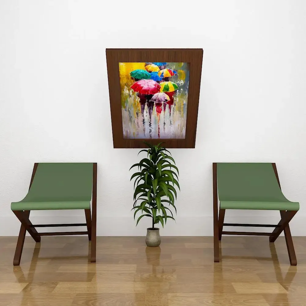 Wooden Decorative Foldable Dining &amp; Study Table &amp; Chair / Dining Shelf, Walnut Finish