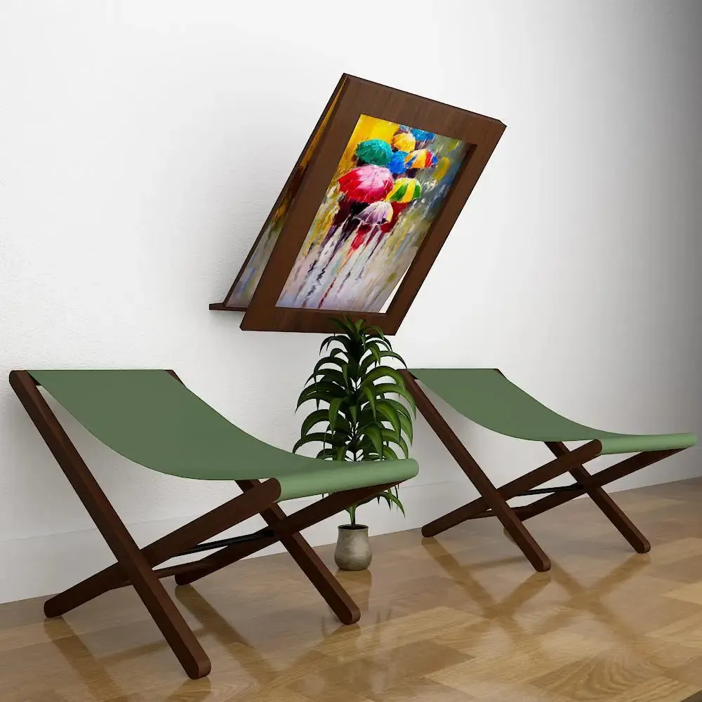 Wooden Decorative Foldable Dining &amp; Study Table &amp; Chair / Dining Shelf, Walnut Finish