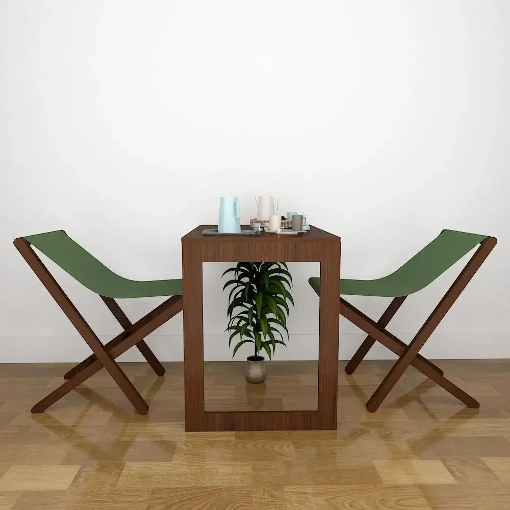 Wooden Decorative Foldable Dining &amp; Study Table &amp; Chair / Dining Shelf, Walnut Finish