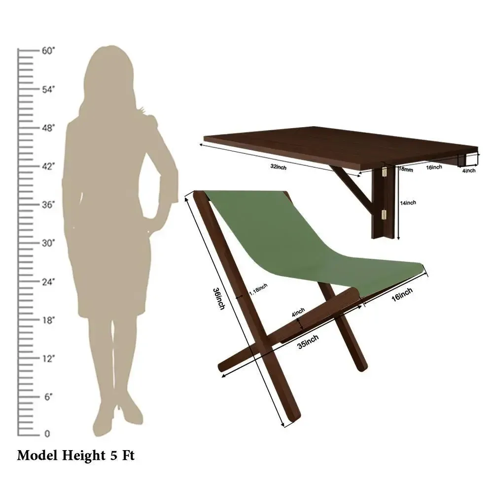 Wooden Decorative Foldable Laptop Study Table & Chair / Laptop Shelf, Walnut Finish