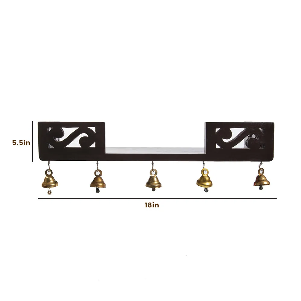 Wooden Designer Wall Shelf With Bells