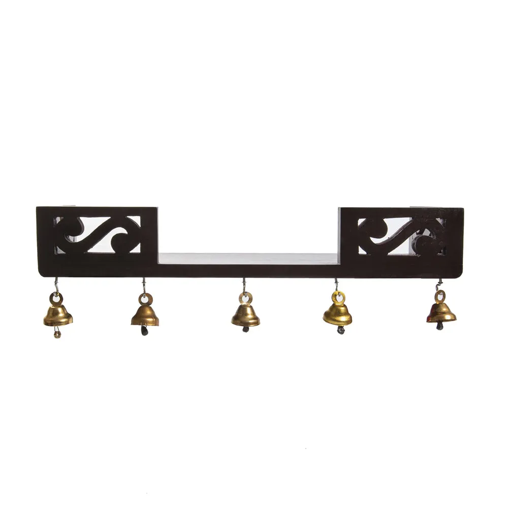 Wooden Designer Wall Shelf With Bells