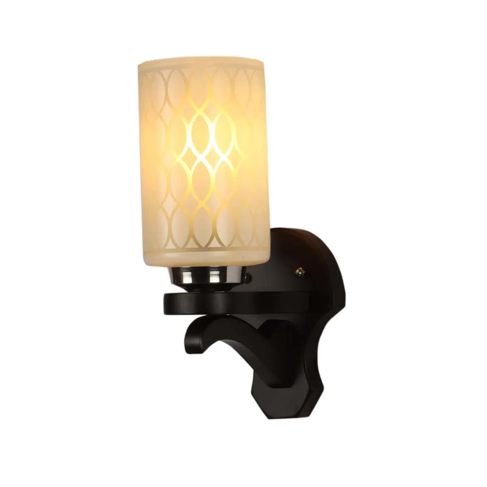 Wooden Fixture Patterned Cylindrical Single Wall Light
