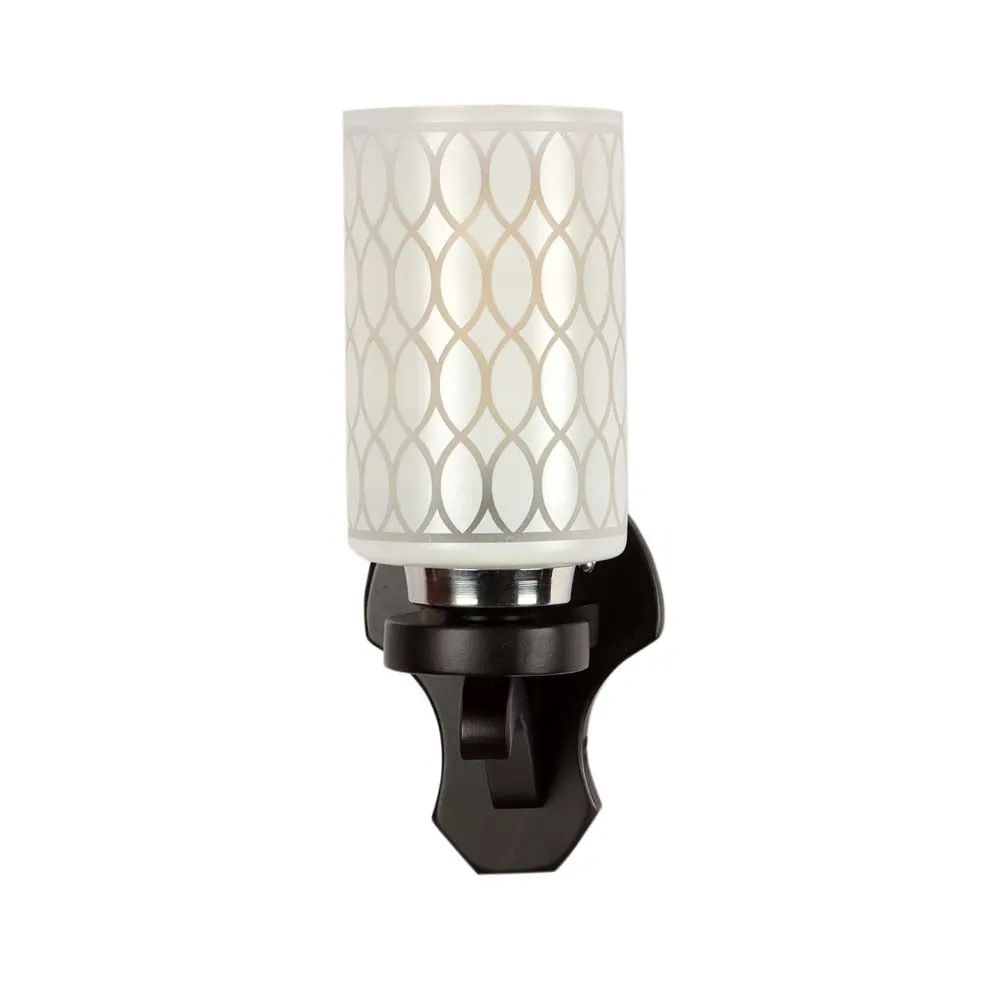 Wooden Fixture Patterned Cylindrical Single Wall Light