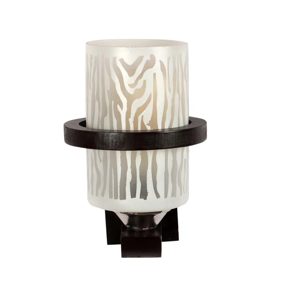 Wooden Frame Encircled Abstract Cylindrical Wall Light