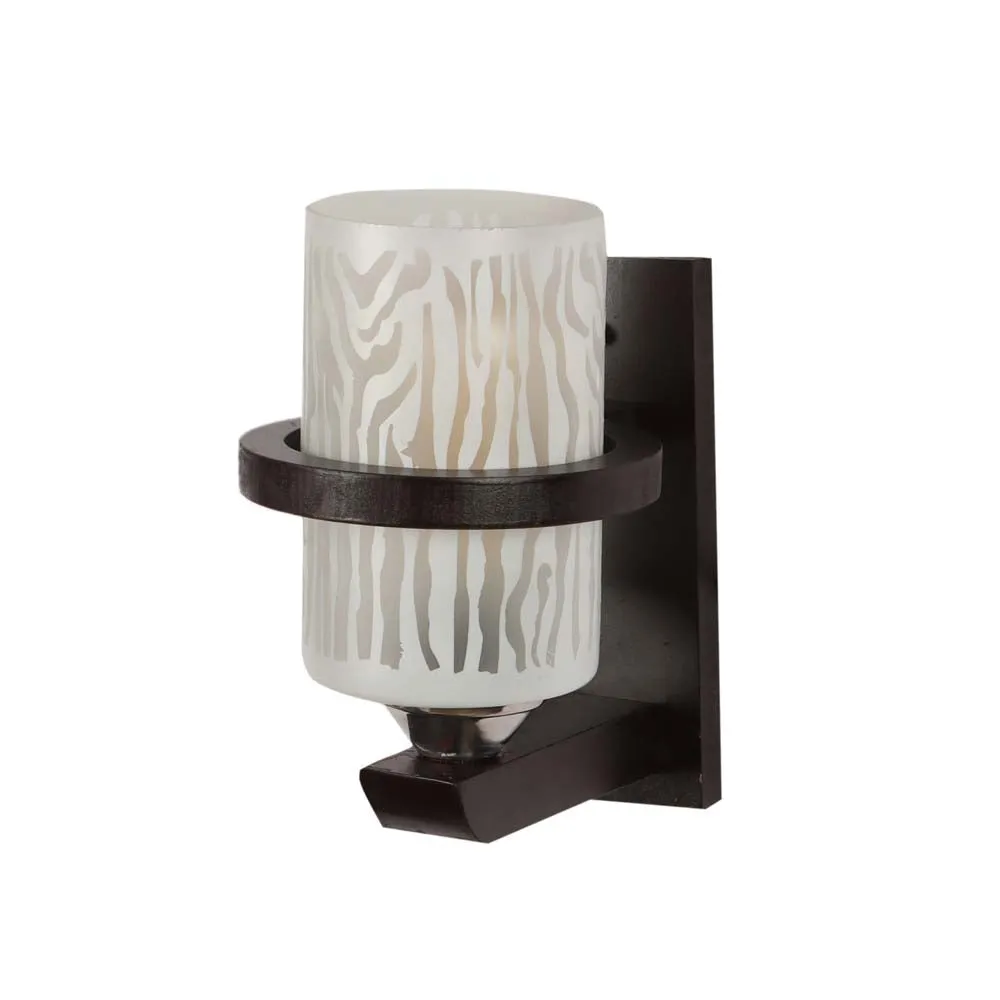 Wooden Frame Encircled Abstract Cylindrical Wall Light