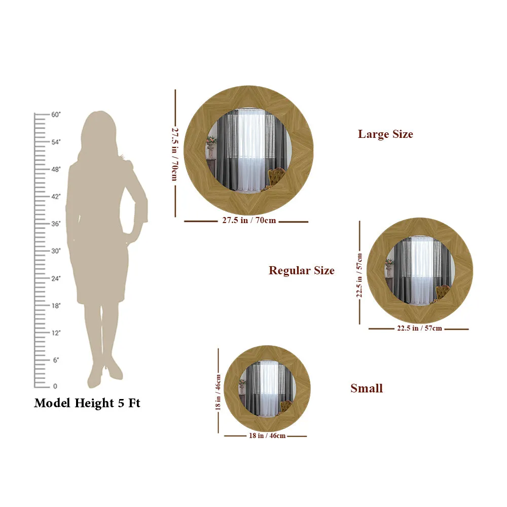 Wooden Framed Designer Round Mirror Small ( 46 CM X 46CM )