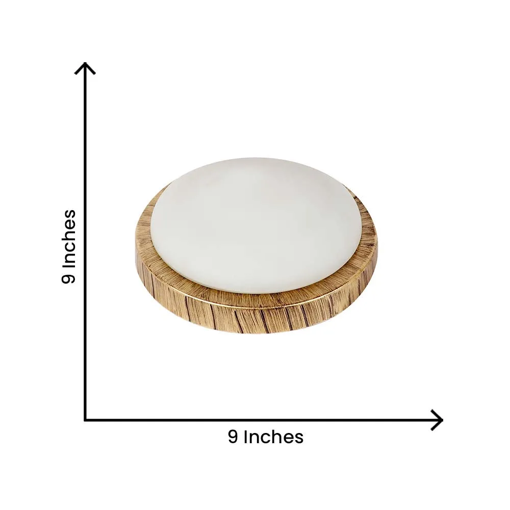 Wooden Framed Round Ceiling Fixture