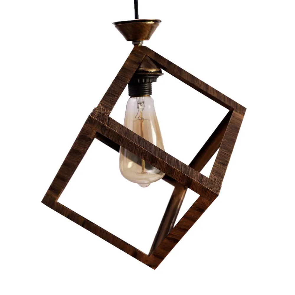 Wooden Motif Cubic filament Modern Club Cluster Hanging Lights