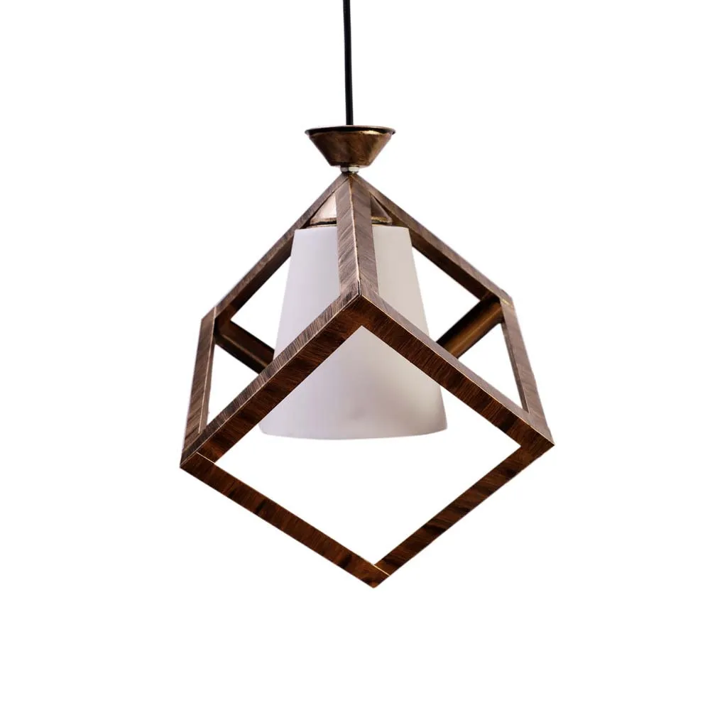 Wooden Motif Cubic White Modern Club Cluster Hanging Lights Single Piece