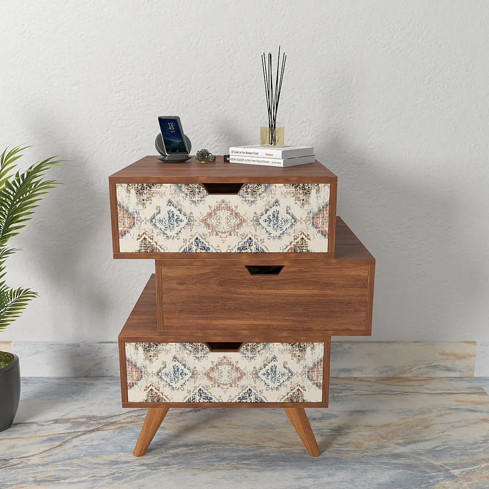 Wooden Pedestal Drawer In Grunge Pattern