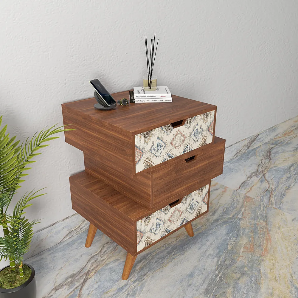 Wooden Pedestal Drawer In Grunge Pattern