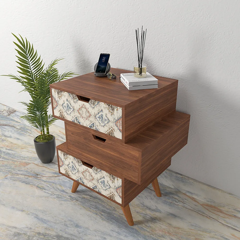 Wooden Pedestal Drawer In Grunge Pattern