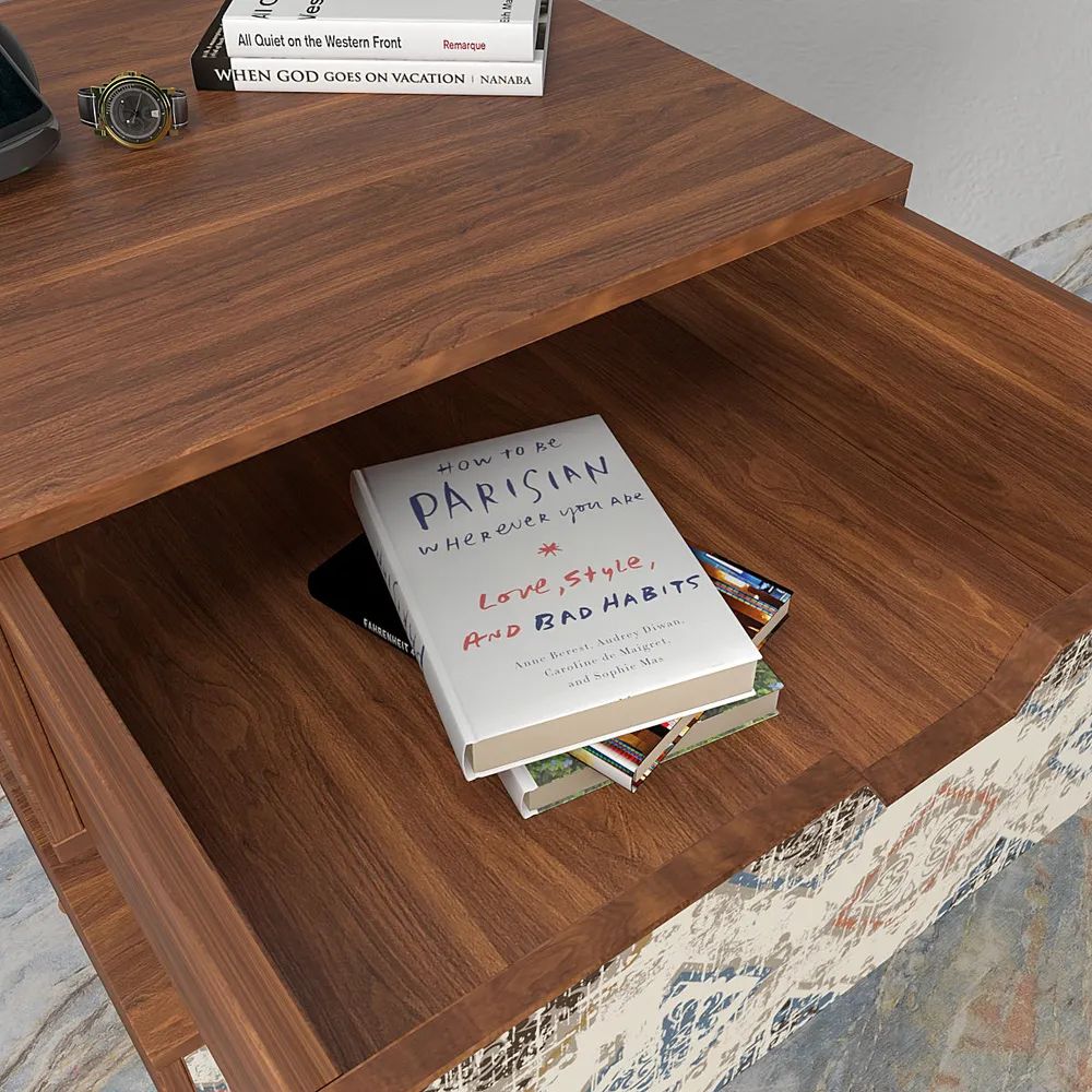 Wooden Pedestal Drawer In Grunge Pattern