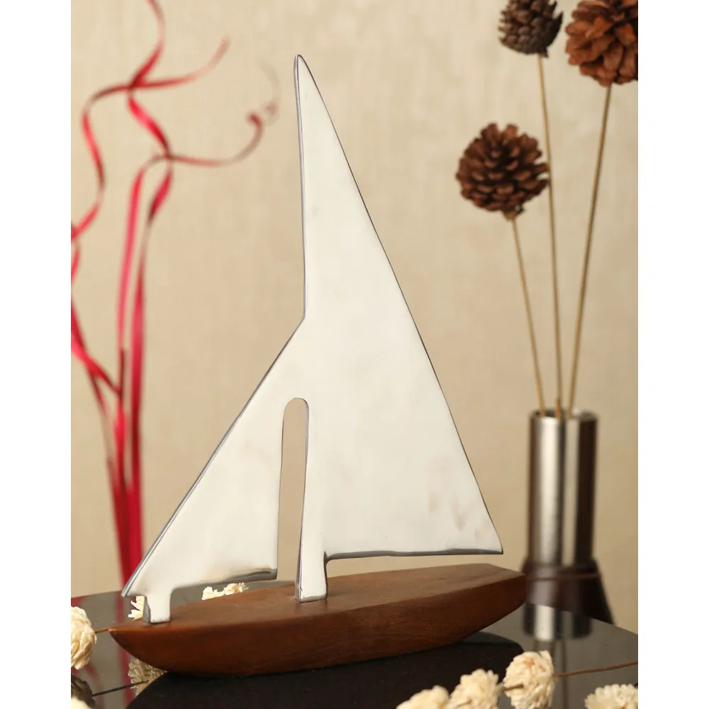 Wooden Sail Boat Table Accent