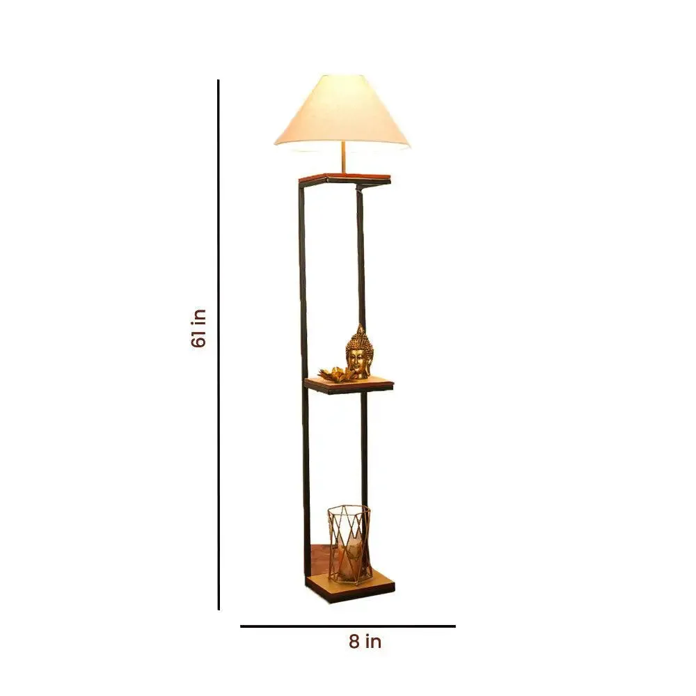 Wooden Shelved Aesthetic Floor Lamp