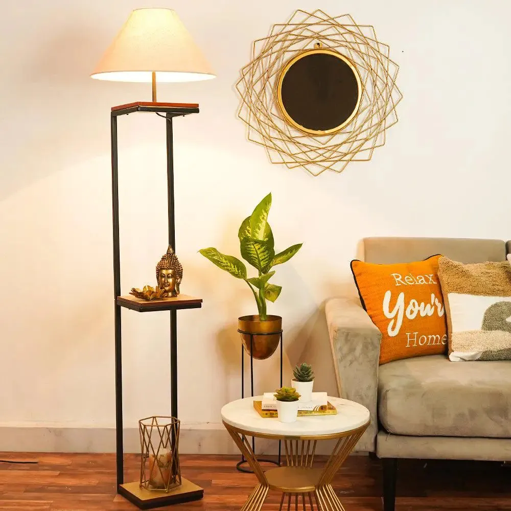 Wooden Shelved Aesthetic Floor Lamp