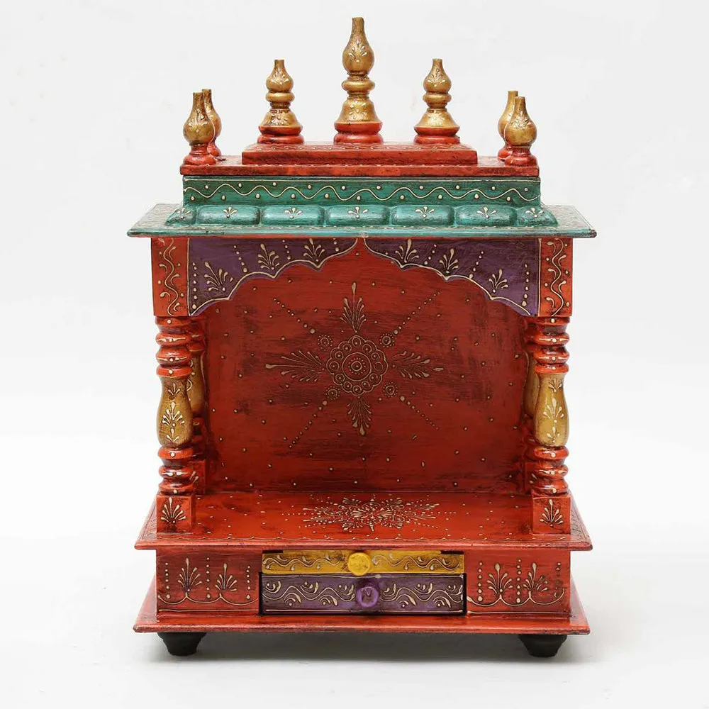 Wooden Small Red Wall Mounted Temple