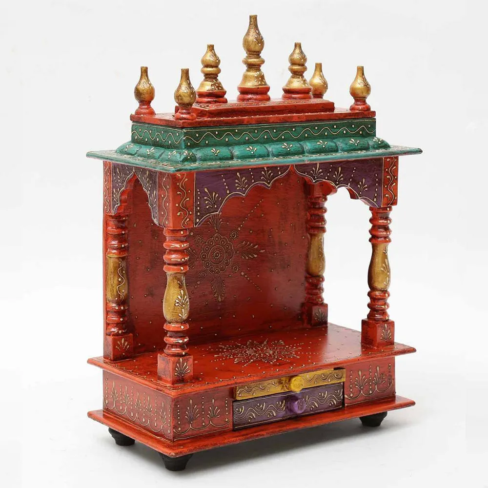 Wooden Small Red Wall Mounted Temple