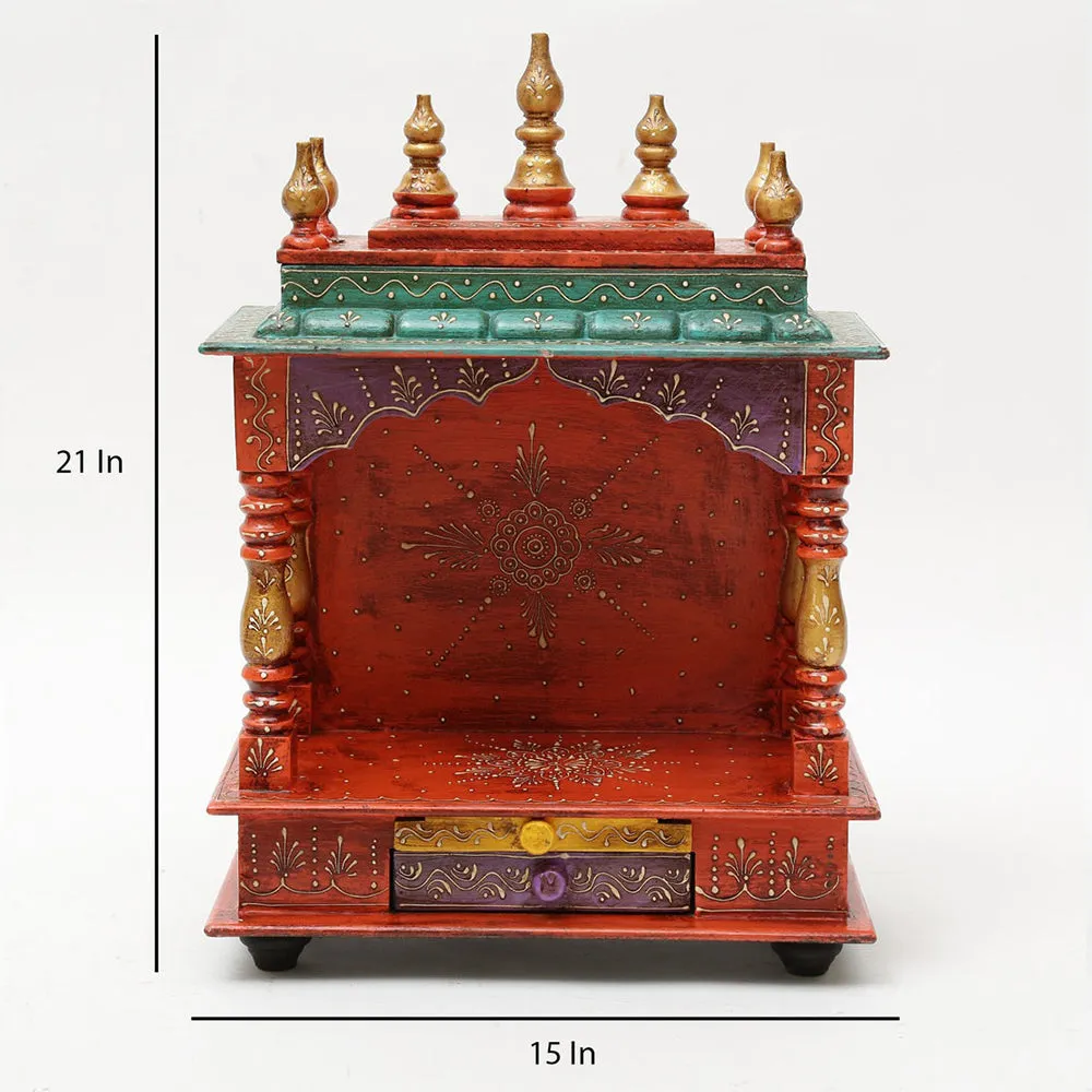Wooden Small Red Wall Mounted Temple