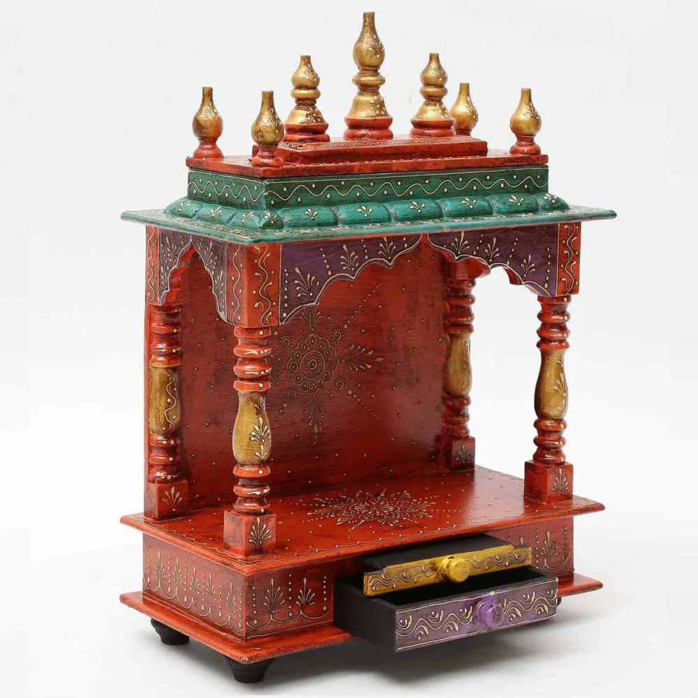 Wooden Small Red Wall Mounted Temple