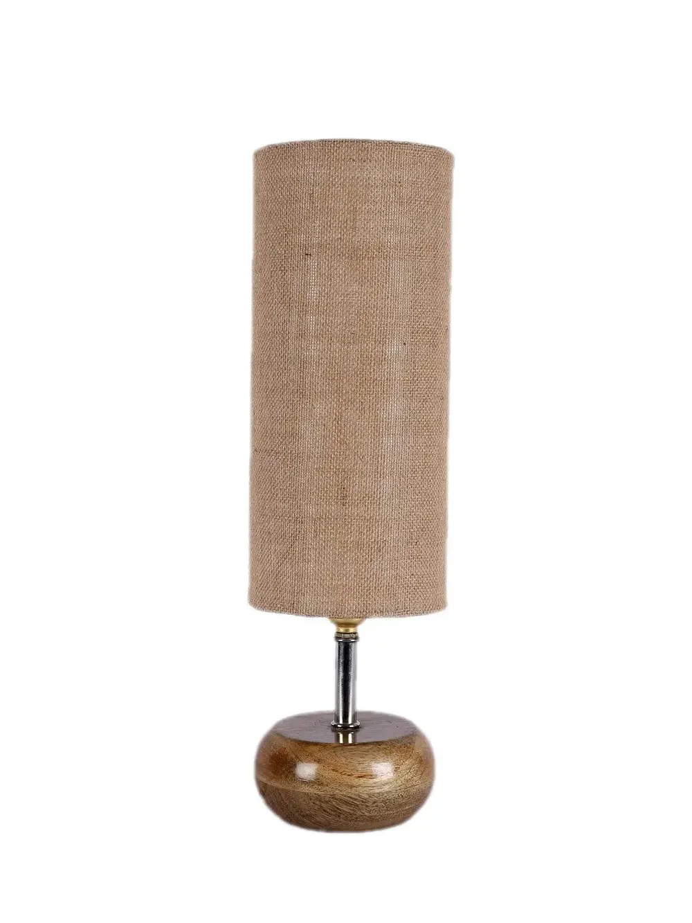 Wooden table lamp with Beige Jute Shade