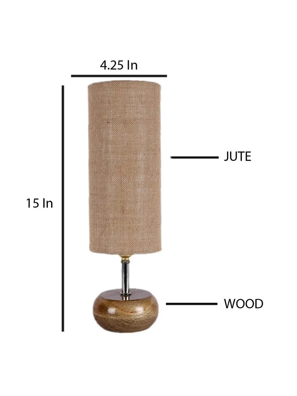 Wooden table lamp with Beige Jute Shade