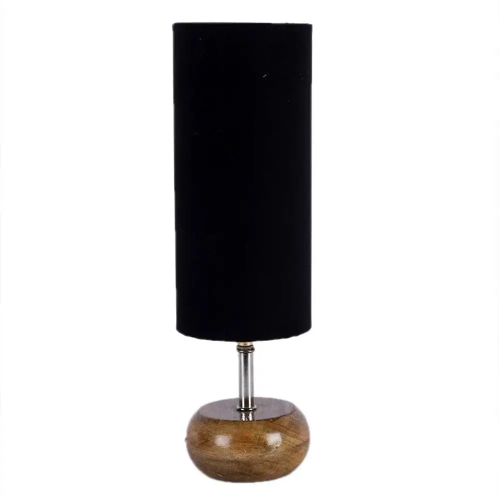 Wooden table lamp with Blak Cotton Shade