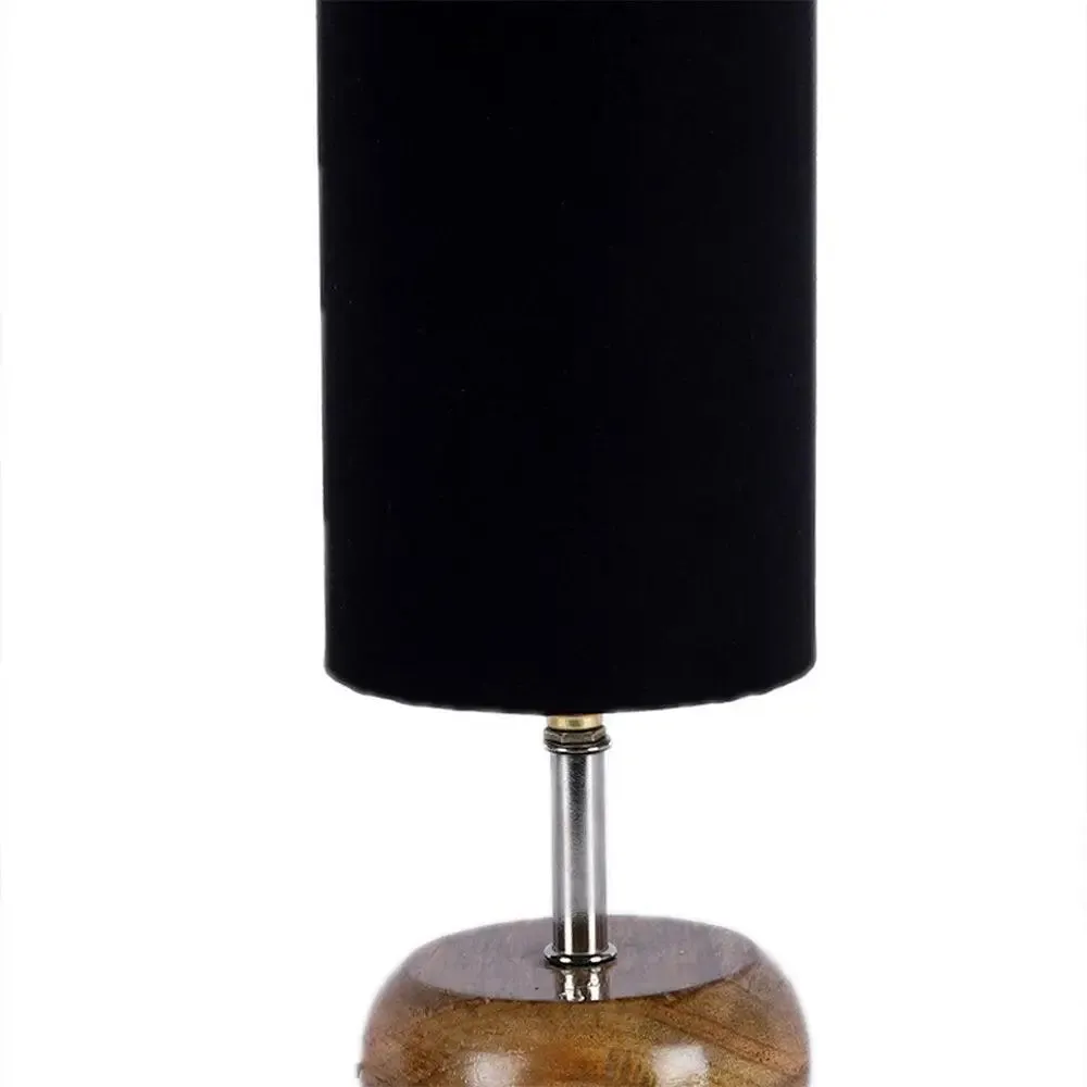 Wooden table lamp with Blak Cotton Shade
