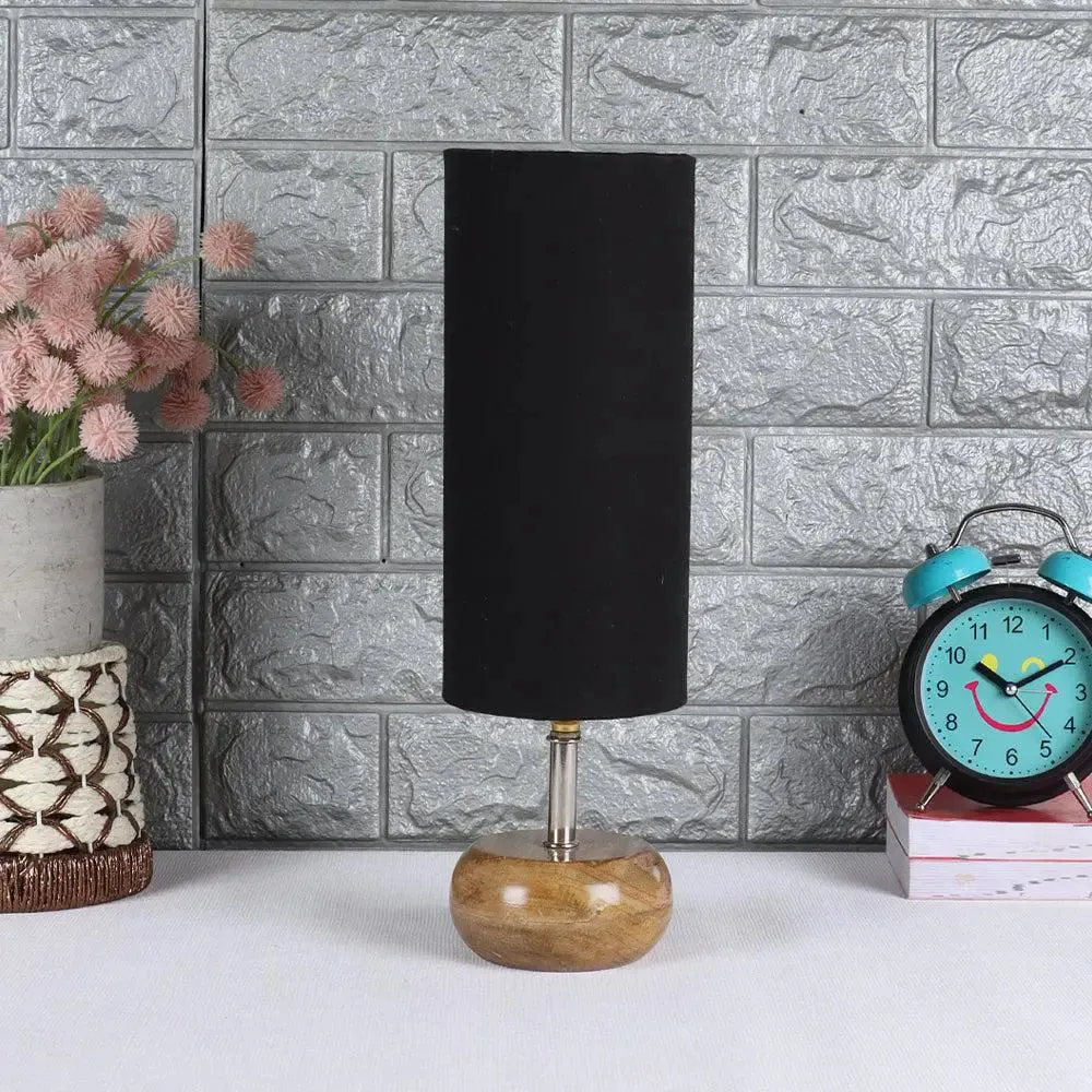 Wooden table lamp with Blak Cotton Shade