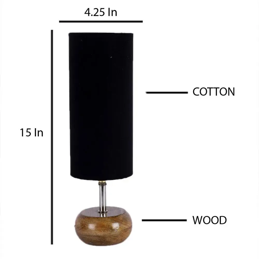 Wooden table lamp with Blak Cotton Shade