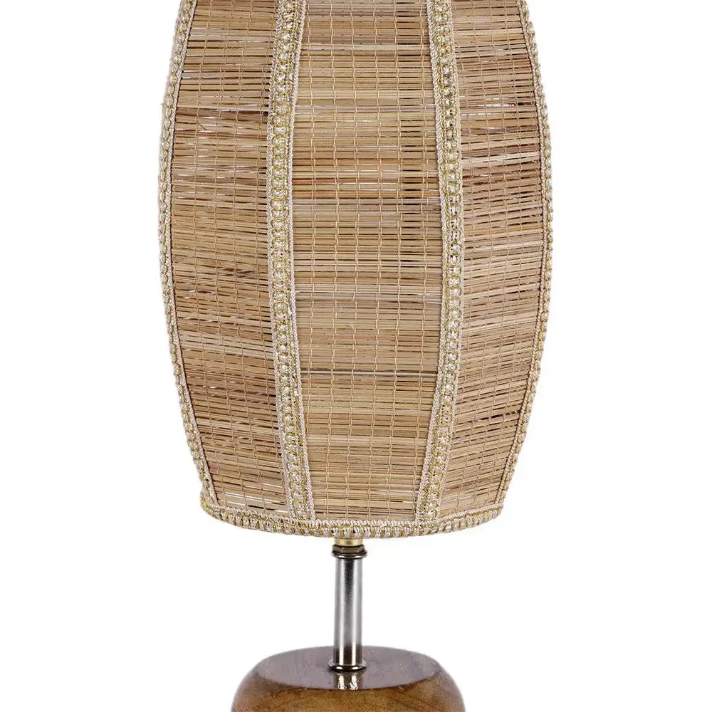 Wooden table lamp with Dholak Bamboo Shade